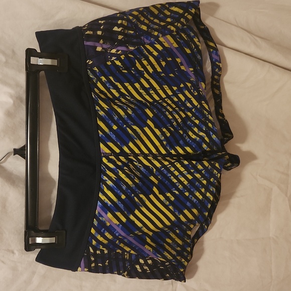 Athleta Pants - Athleta Pulse Running Shorts striped yellow and purple SIZE Medium